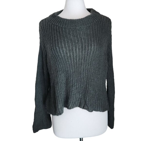 Wooden Ships Long Sleeve Mohair Wool Boxy Sweater Womens Sz Small Olive Green - Picture 1 of 11